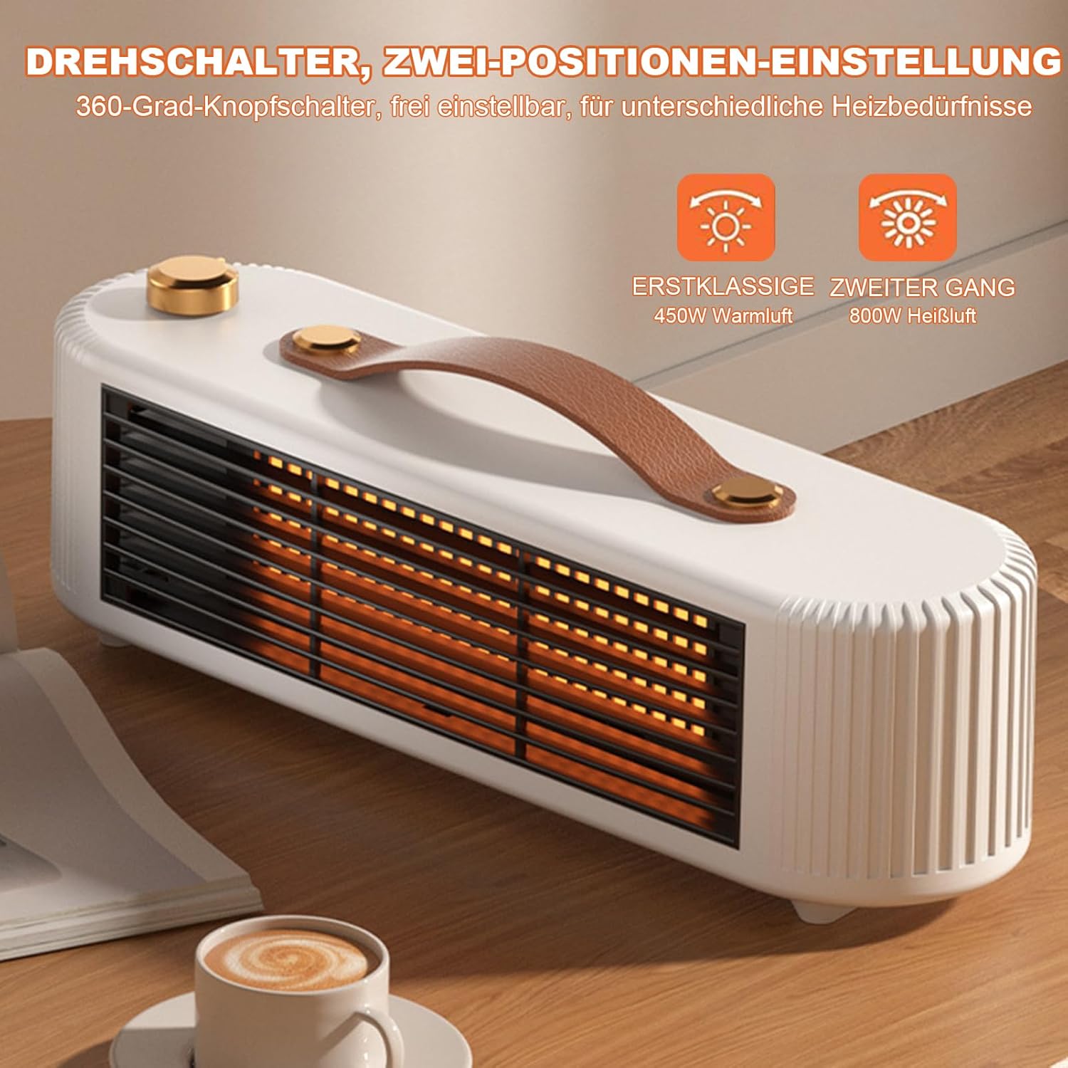 Mini radiateur basse consommation, radiateur portable en céramique, protection contre la surchauffe et le basculement, silencieux, blanc. - 5