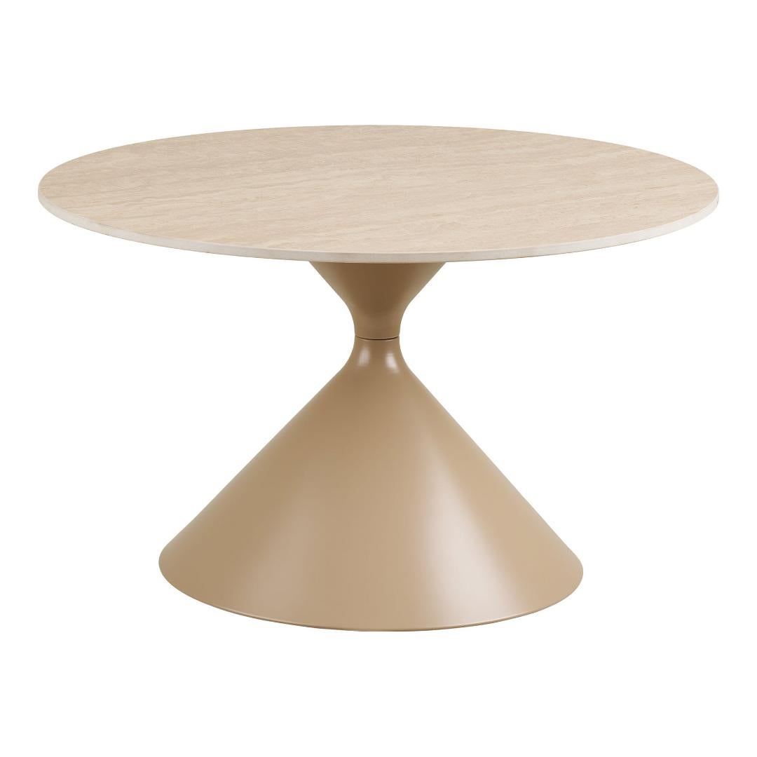Elin stolik kawowy Ø70cm ceramiczny blat stołowy w kolorze piaskowym.