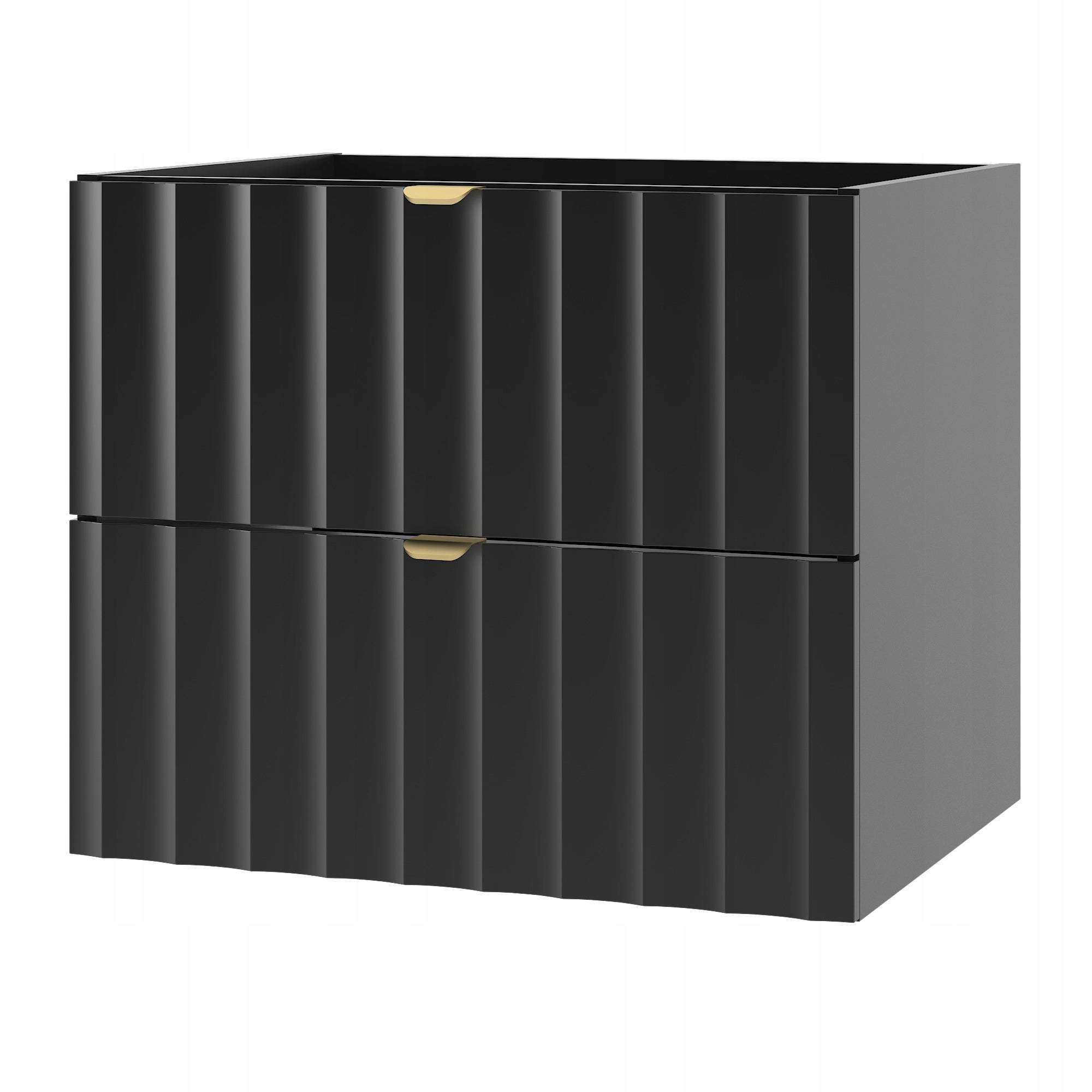 Szafka łazienkowa ARCOS 60 cm czarna ryflowany front złoty uchwyt