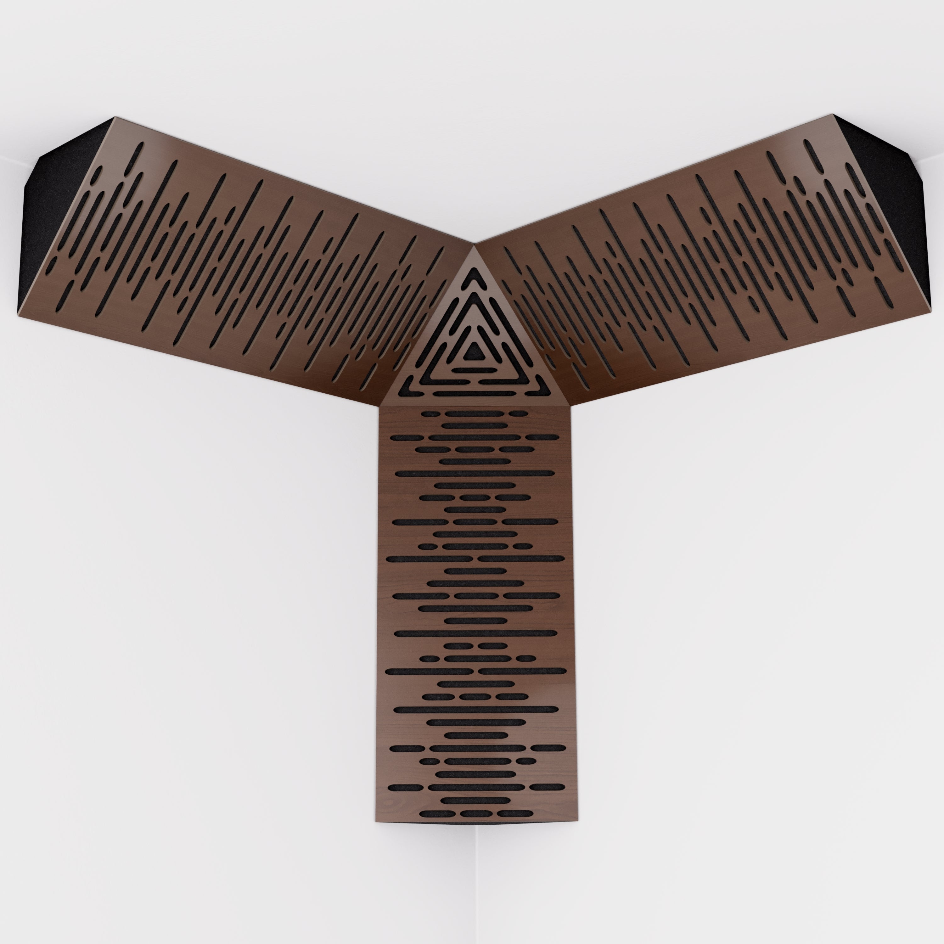 Lot de 2 Pièges à basses d'angle cubiques TRICUB WAVE acoustiques insonorisants - MDF perforé laminé et mousse acoustique - Noix - 4
