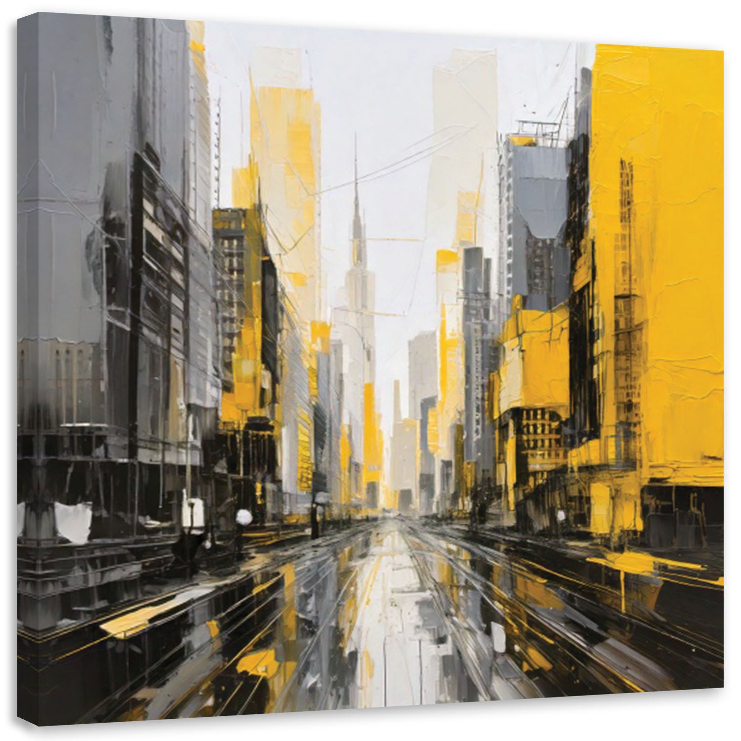 Obraz do sypialni, Miasto Nowoczesne Żółty 30x30