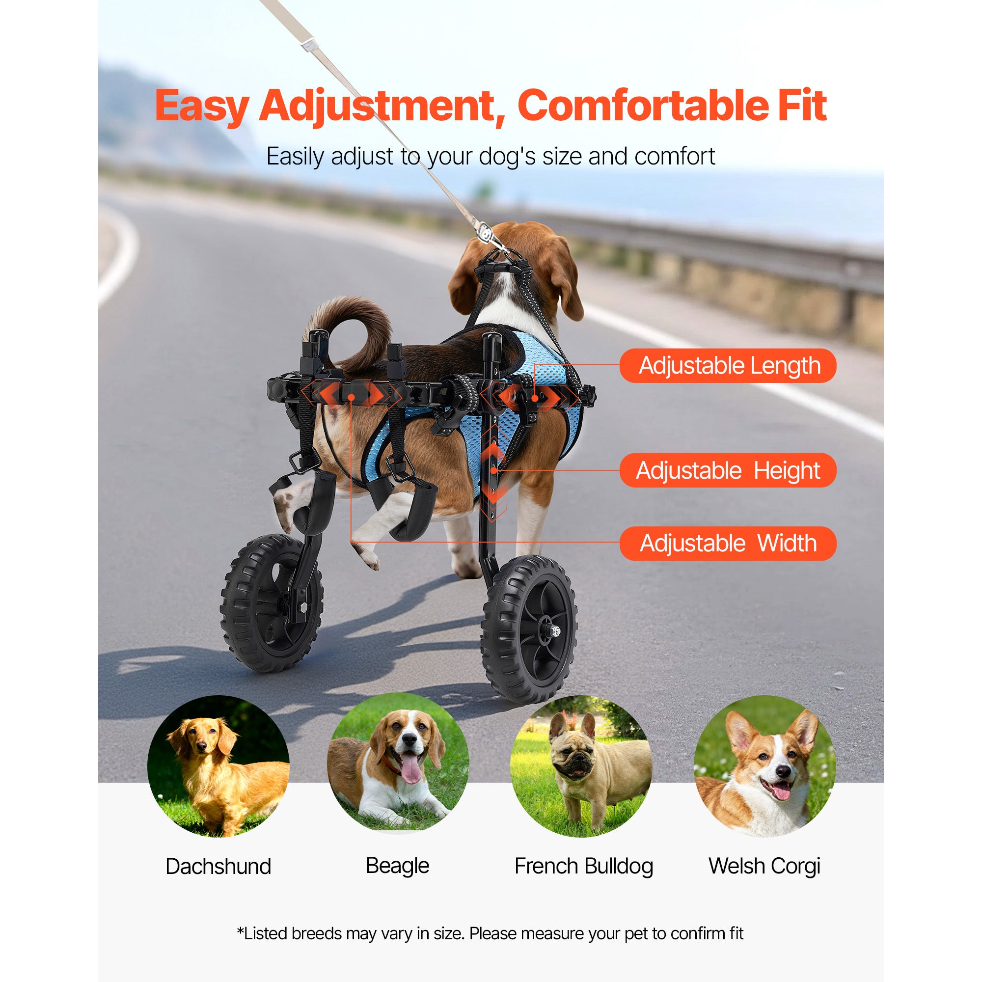 Carrinho de transporte leve de 2 rodas SucceBuy para cães, rodas com amortecimento, para cães feridos ou com deficiência até 10 kg, tamanho S - 5