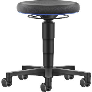 Sgabello con ruote Rotondo Ecopelle Nero Altezza Regolabile Base