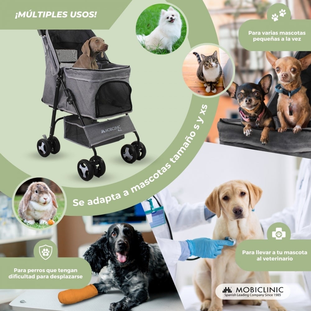 Carrito para perros Mobiclinic 132 cm Plegable Ruedas con freno y