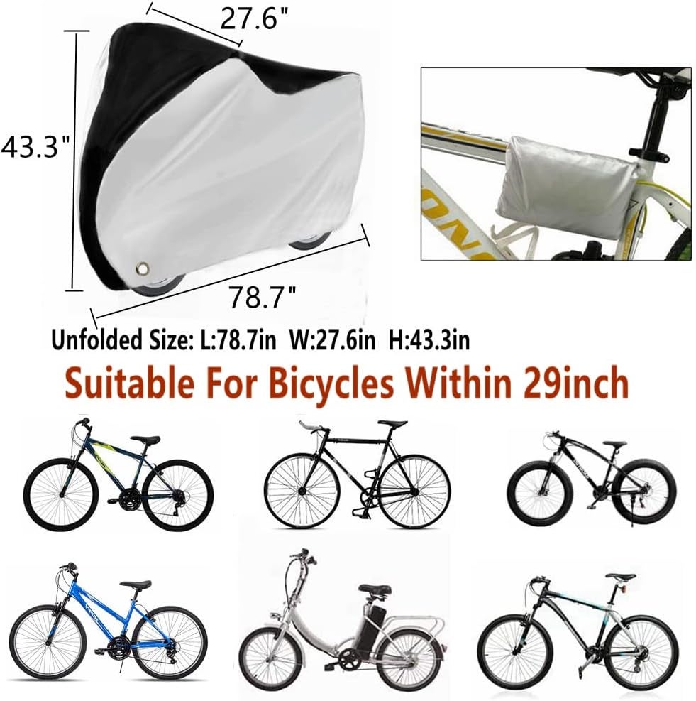 Housse de Protection Impermeable pour Vélo Exterieur,Housse de Bicyclette 200*70*110CM - 3