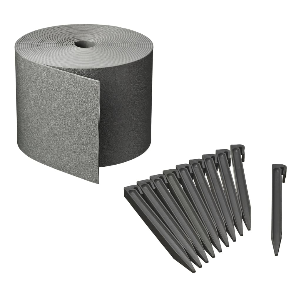 Bordure De Jardin Flexible Oxeo 10m - Hauteur 5cm + 30 Piquets Gris - Démarcation Pelouse Et Massifs