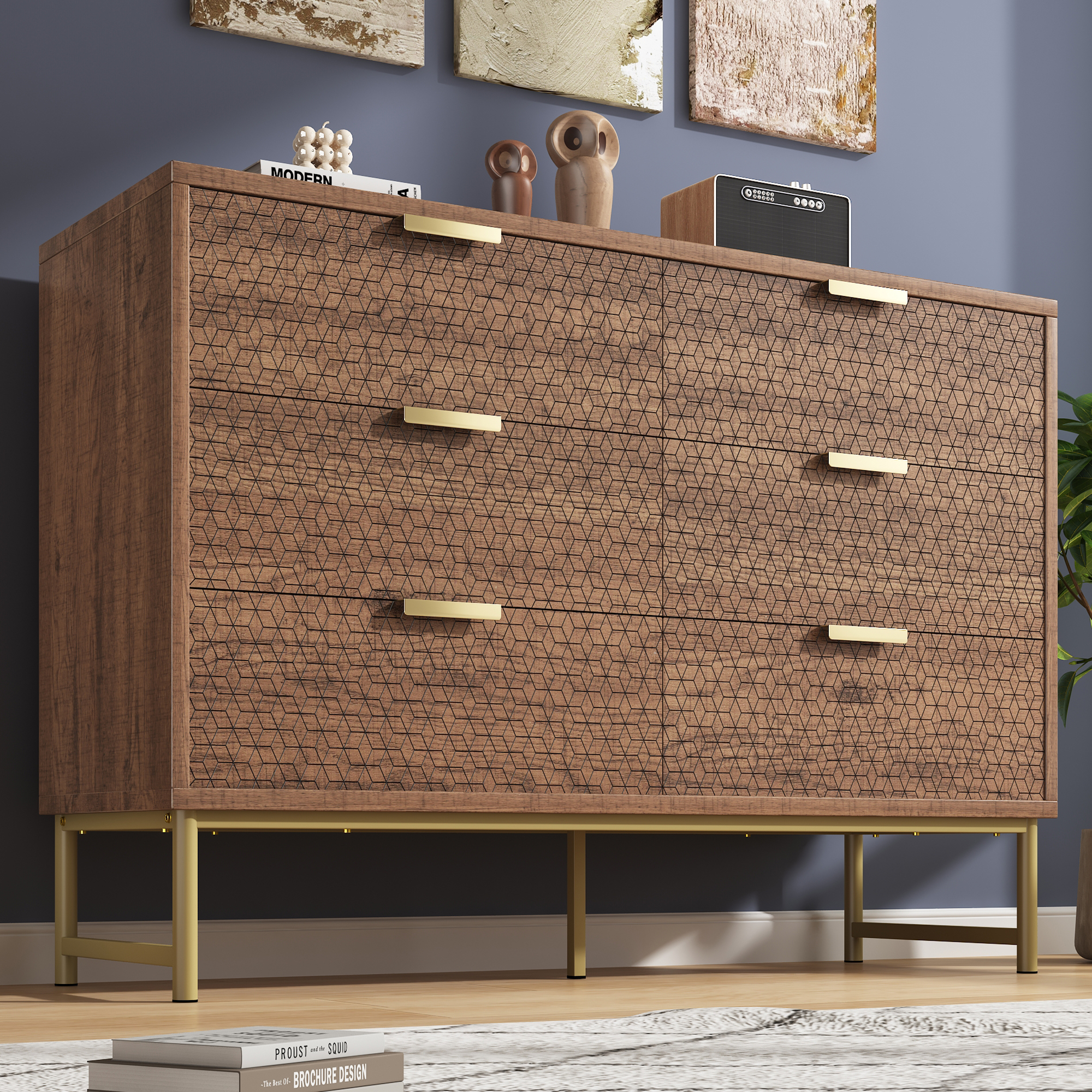 Commode 5 Tiroirs Cannelés,VEVOR Meuble En Bois,système Coulissant Et Anti- Basculement,style Minimaliste Moderne,organisateur,bois Clair | Leroy Merlin