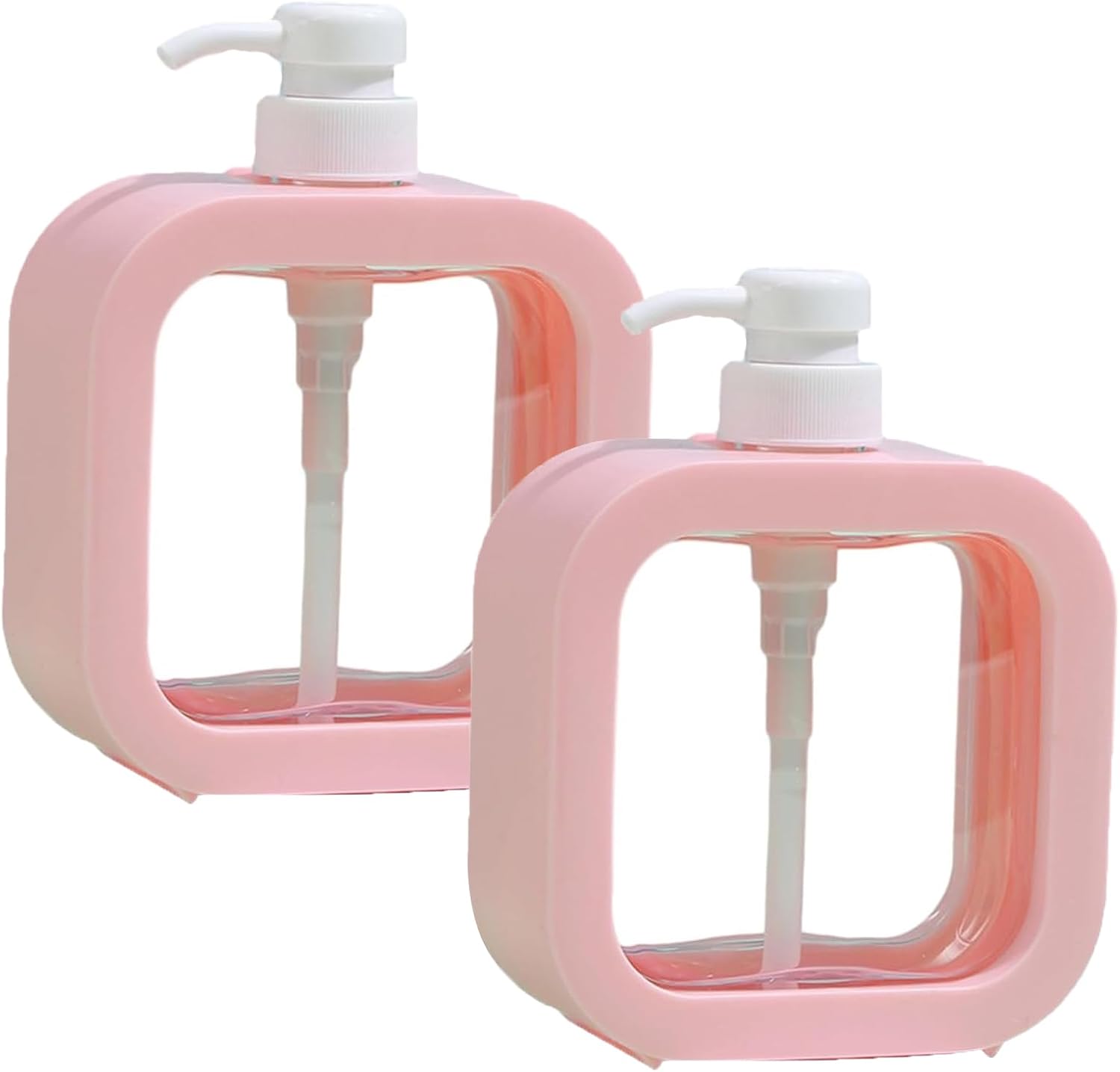 Dozownik do mydła, 2-częściowy dozownik do żelu pod prysznic, dozownik do szamponu i żelu pod prysznic 500 ml (różowy)