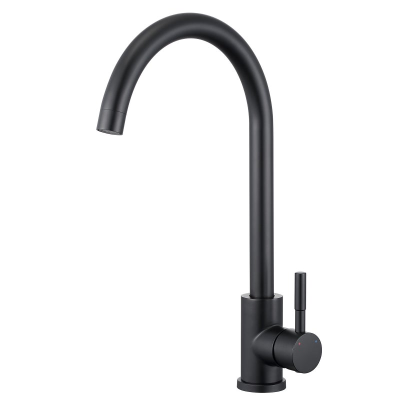 LOVHAUS Czarny kran kuchenny, kran kuchenny ze stali nierdzewnej, obrotowy 360°
