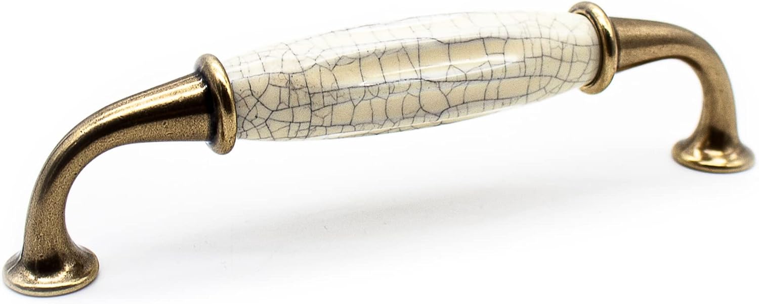 4 Poignée Meuble Vintage Laiton Vieilli | 144 * 33mm | Zinc-Aluminium