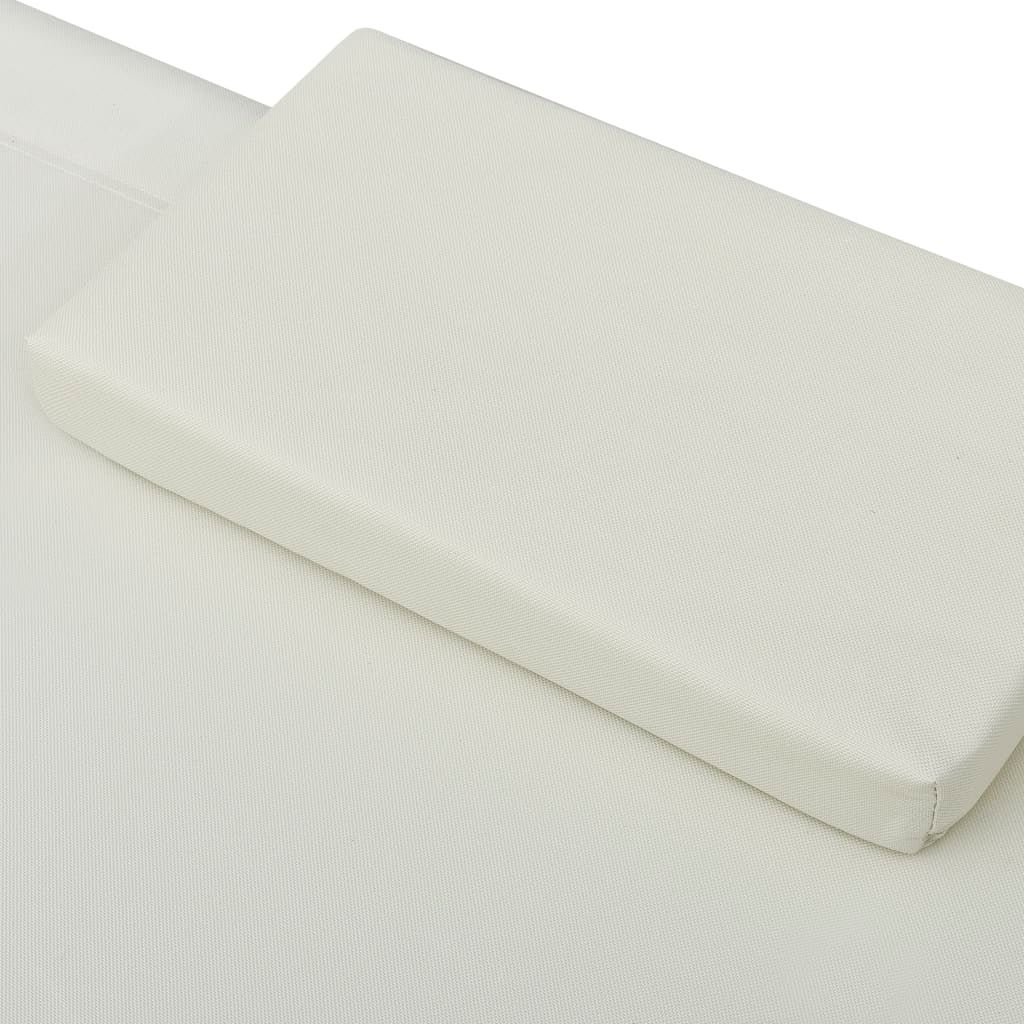 Chaise longue d'extérieur Tissu Crème - 5