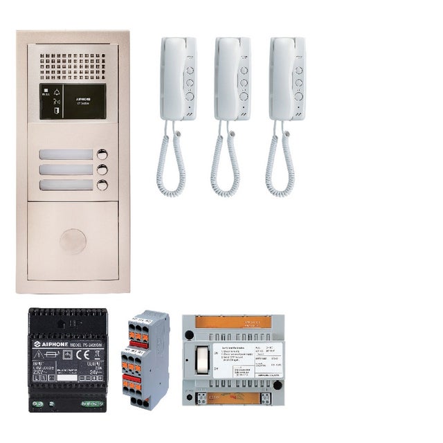 Aiphone - Pack GT interphone audio avec 3 postes programmés - GTBA3E