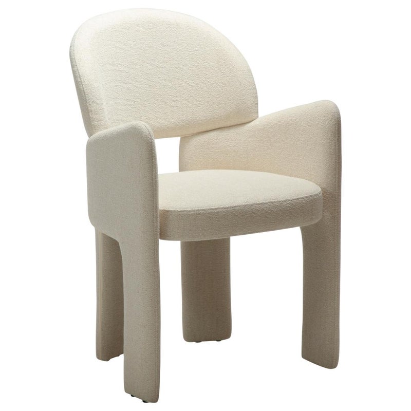 Aole Dan-Form krzesło stołowe z podłokietnikami bouclé beżowy.