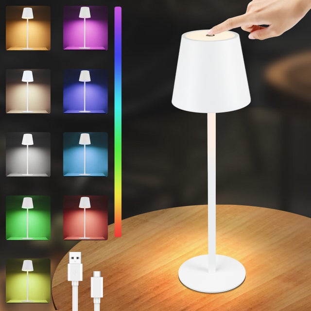 HTN - Lampada Da Tavolo A Cordone, Batteria Ricaricabile Da 6000 Mah, 2 Livelli Di Luminosità
