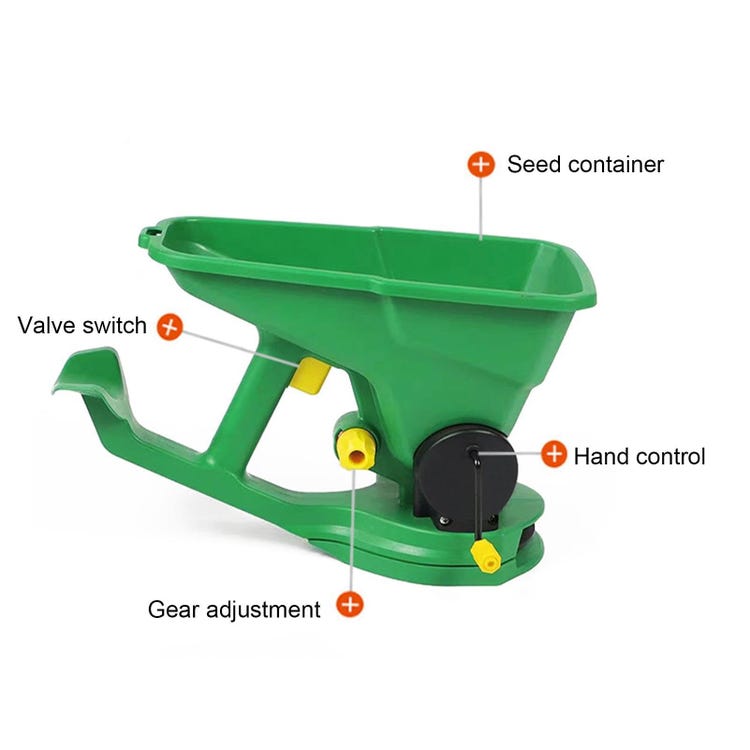 Semoir manuel et applicateur d'engrais - semis uniforme - conception ergonomique (jardinage/pelletage) - 5