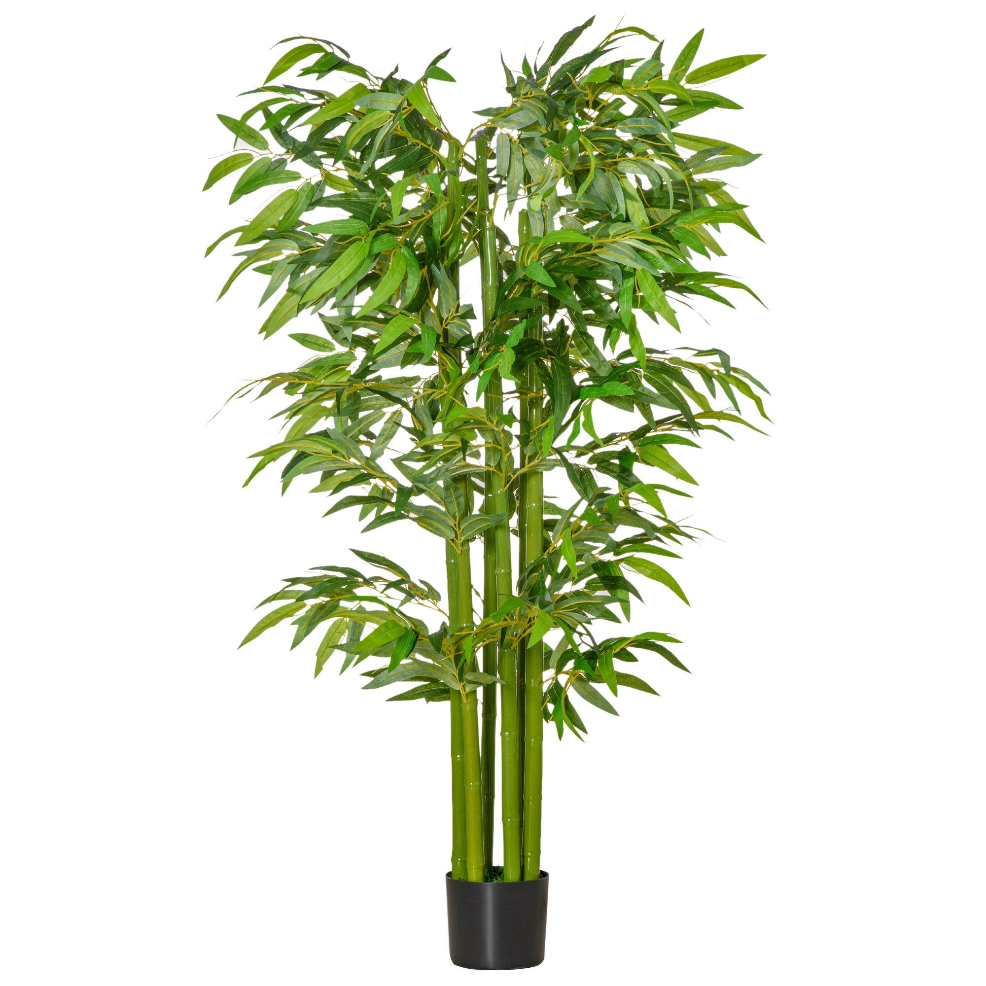 Bambou artificiel XL, 1,60 mètre de haut, avec 975 feuilles luxuriantes et réalistes, comprenant un pot de fleurs, de couleur vert foncé. - 2