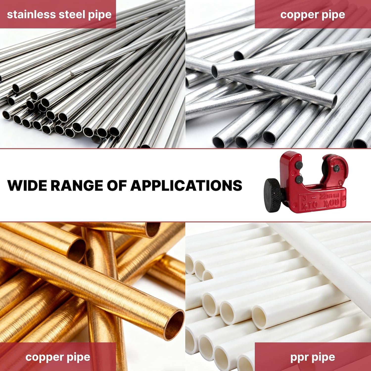Mini tagliatubi in rame, pinza tagliatubi, 3-22 mm, utensile da taglio versatile per tagliare tubi in acciaio, ottone, alluminio e PVC - 4