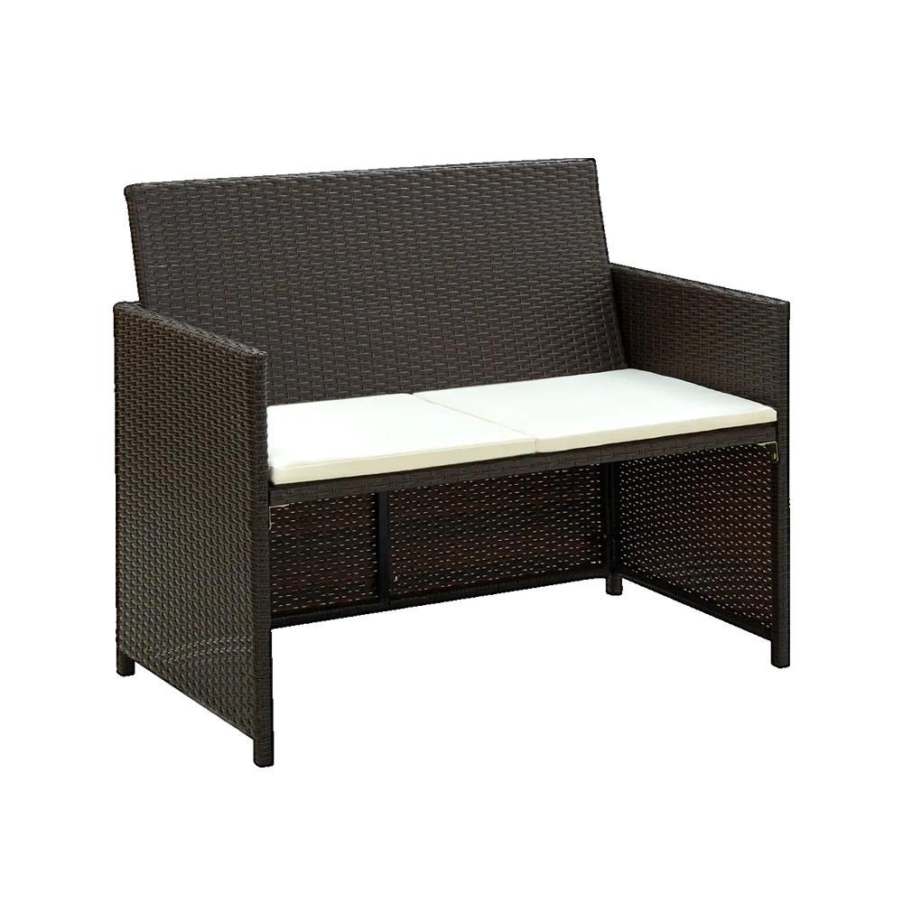 Sofa ogrodowy vidaXL z plecionki brązowy 2-osobowy wygodny