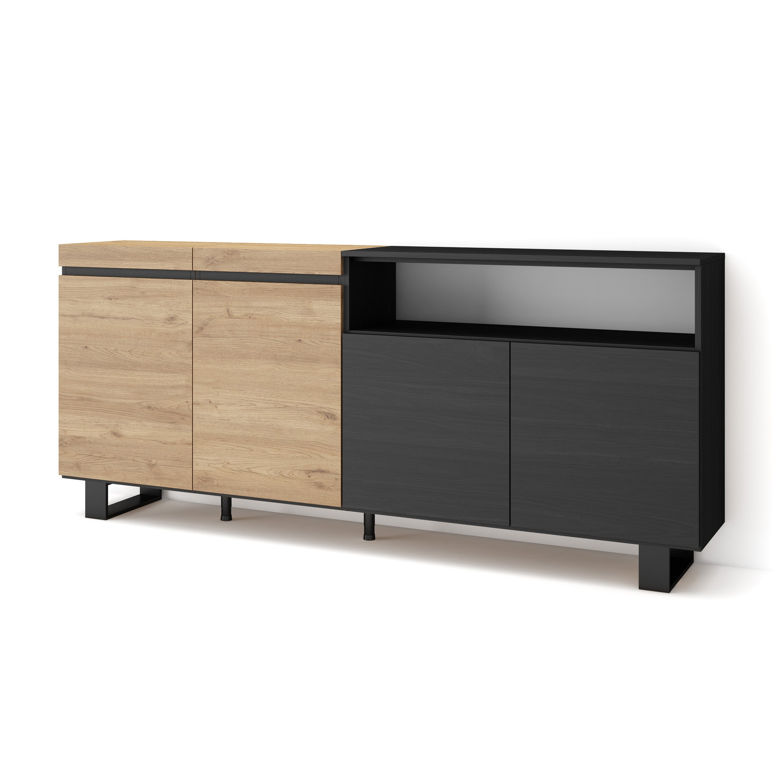 COSTWAY Commode Buffet Meuble de Rangement avec 2 Portes, 3 Étagères