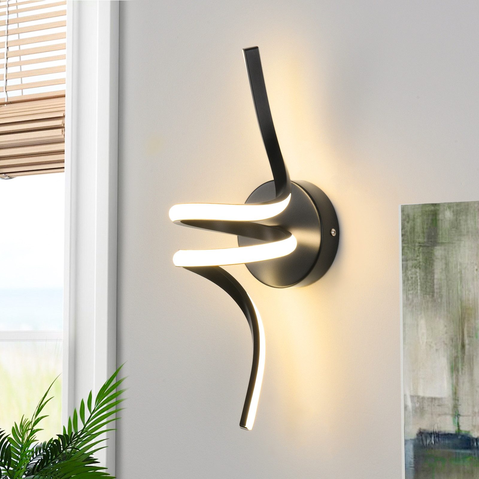 ZMH Applique Murale LED 100 Cm Noir Mat - Moderne Up & Down 34W Blanc Chaud, Idéale Couloir, Salon, Chambre, Escalier