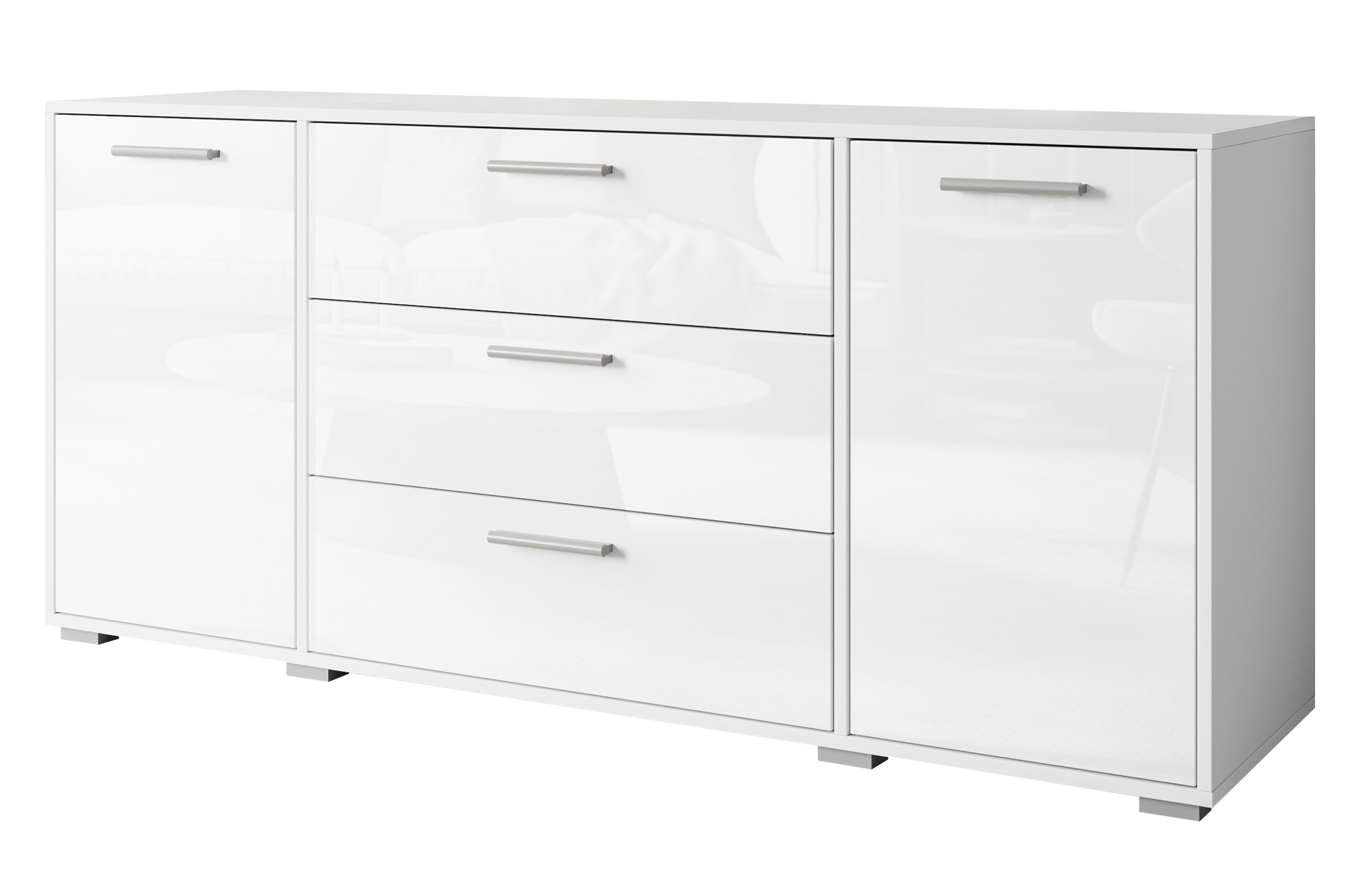 Commode TOGA 150 cm, couleur blanc/blanc brillant | Leroy Merlin
