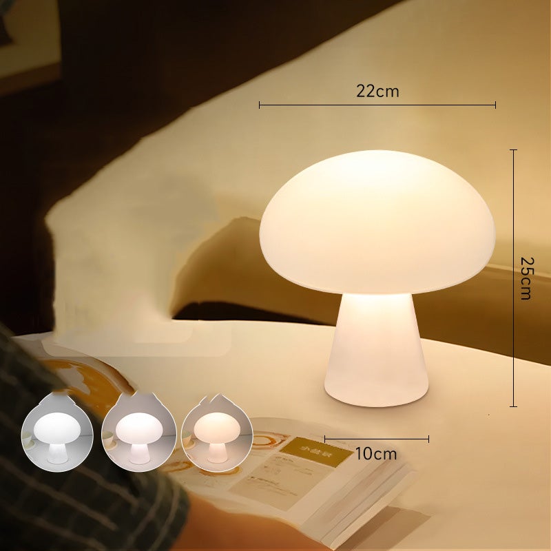 Lampe de chevet champignon sans fil, veilleuse champignon portable tricolore à intensité variable, rechargeable par USB - 2