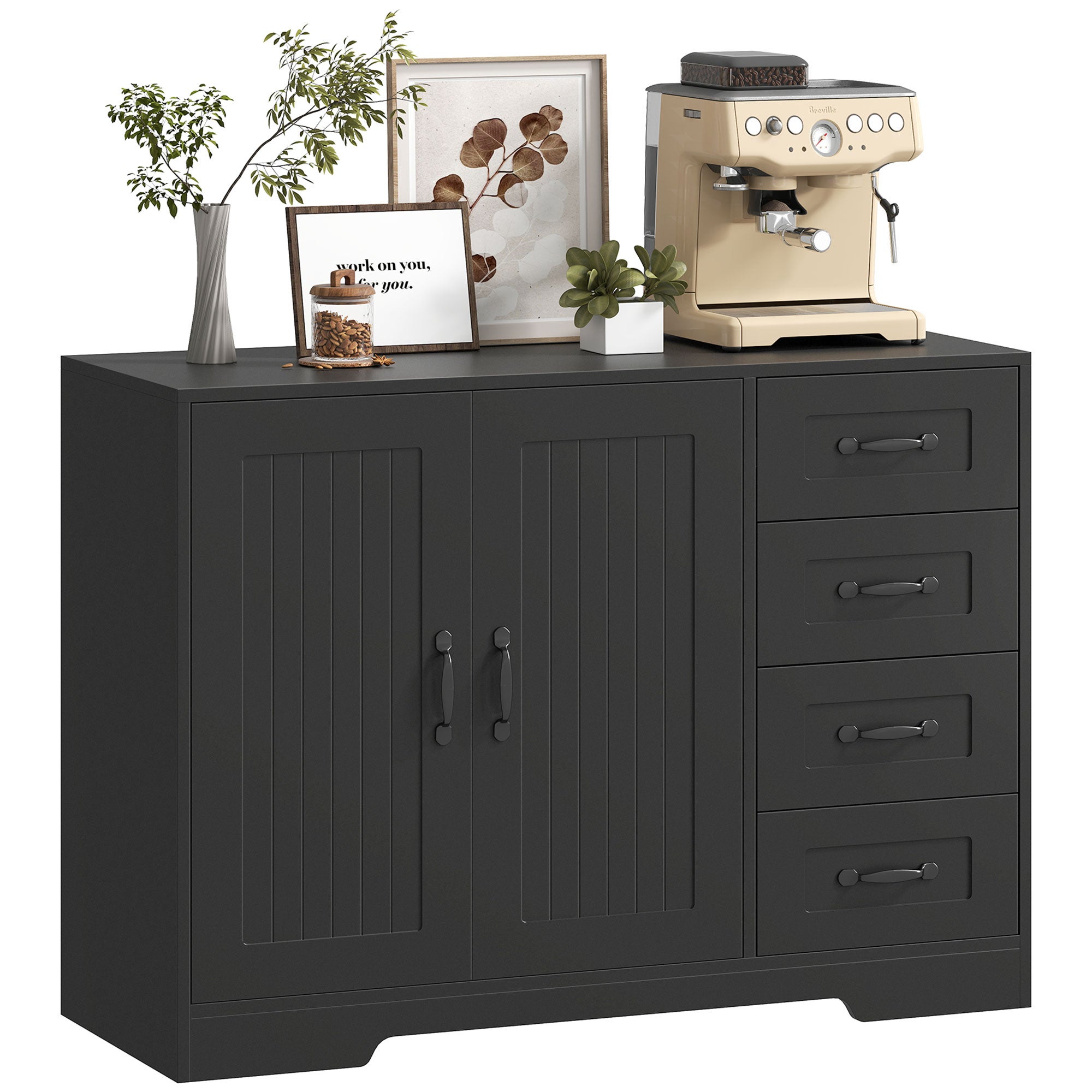 Cómoda Cajonera de almacenamiento negro en MDF HOMAIRE 105 x 40 x 76 cm ...