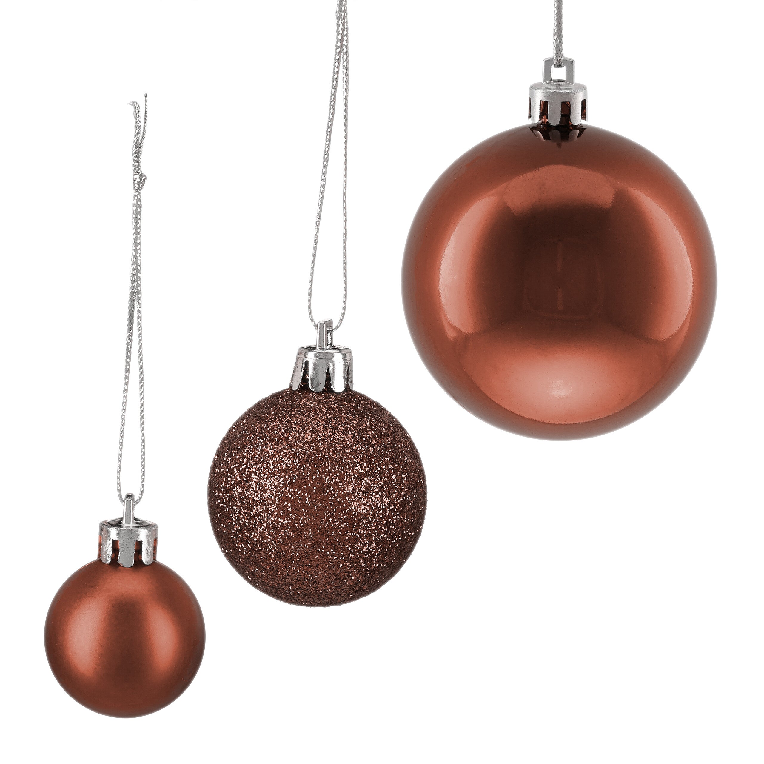 Boules de Noël, Lot de 100, Décoration, polies, scintillantes et luisantes, Boule de Noël ∅ 3, 4&6 cm, marron, Relaxdays - 6