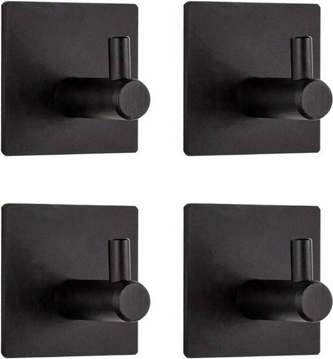 Set de 4 cârlige pentru prosoape, fără terminale, oțel inoxidabil, negre, pătrate, autoadezive, pentru prosoape, lavete de vase, bucătărie, baie 4buc