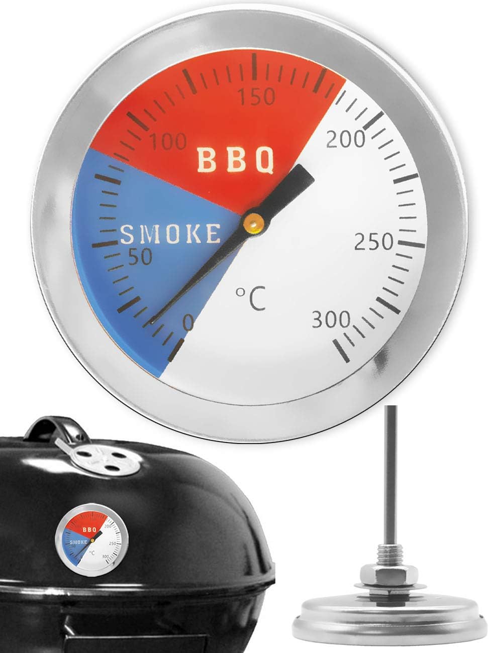 Analogowy termometr kuchenny do grilla, wędzarni, rondla, patelni, Ø 5,2 cm, 0 °C - 300 °C