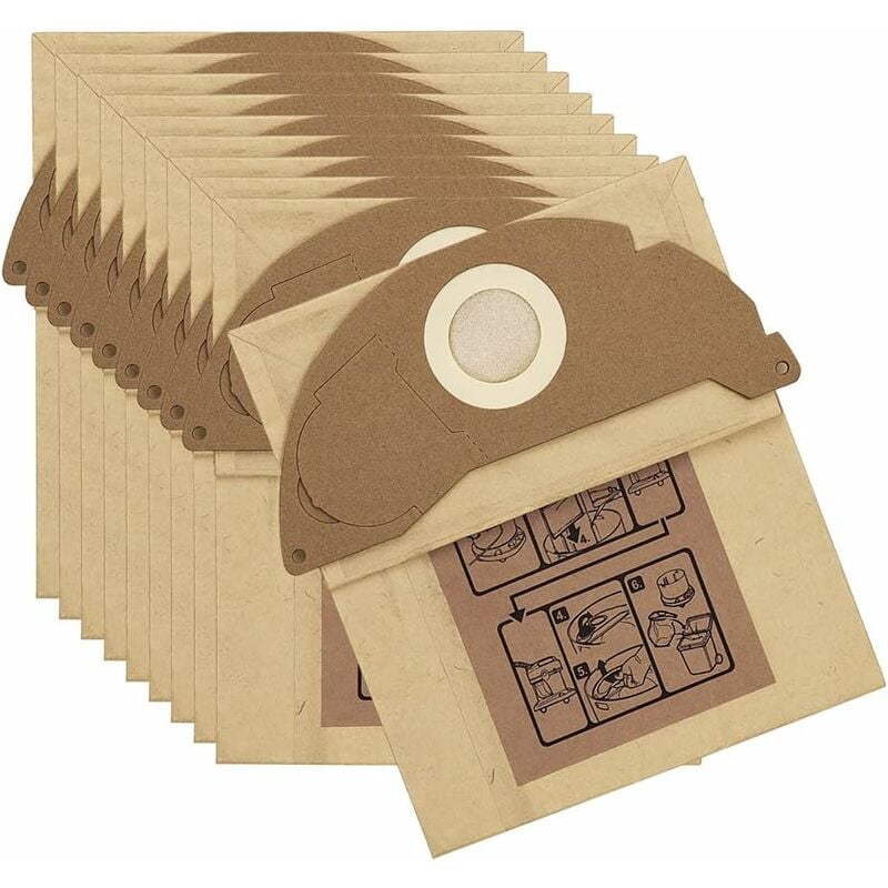 Lot De 10 Sacs à Poussière Pour Aspirateur Kärcher WD2/MV2 - Dimensions 21x24 Cm, Non Tissé - 4