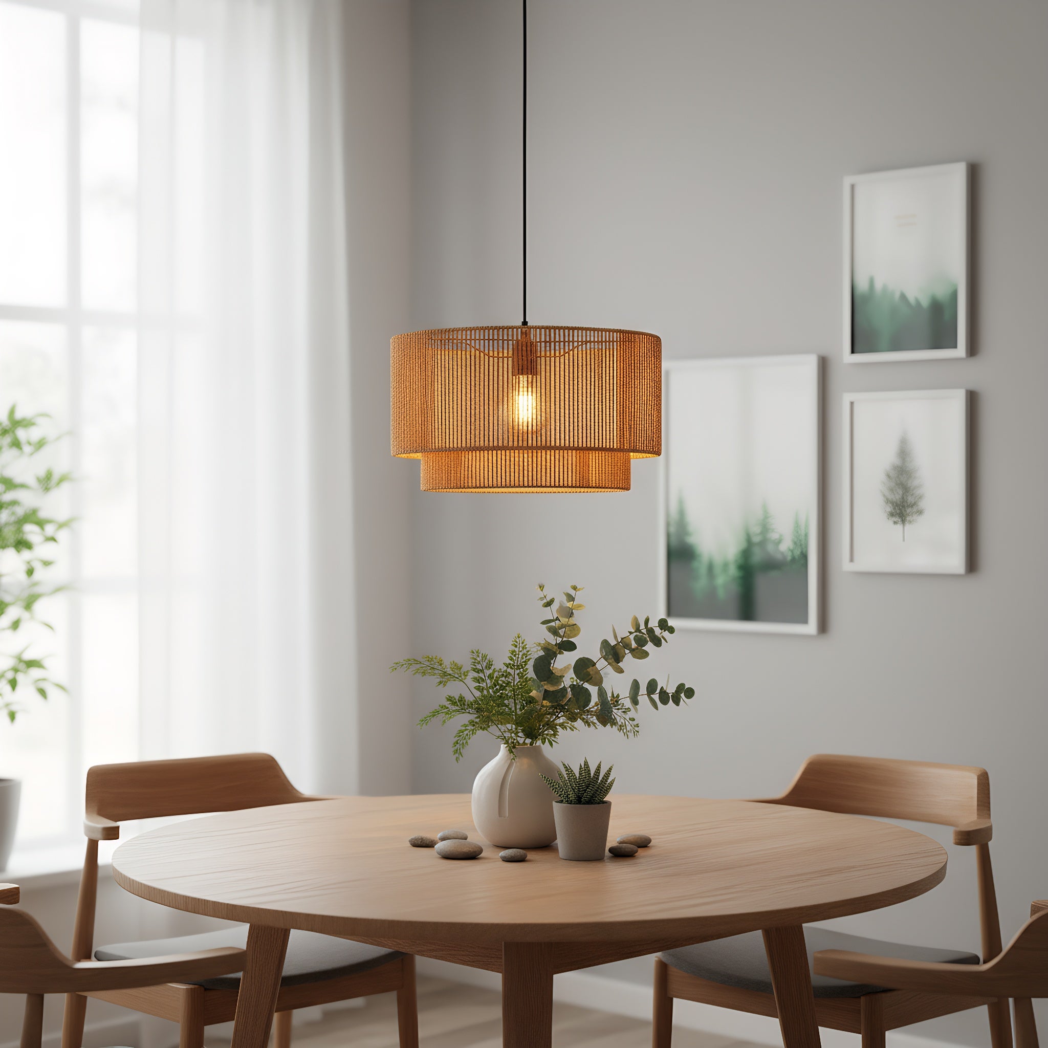 Lámpara colgante de papel trenzado Ø45 cm, estilo nórdico natural, E27 YUNA - 2