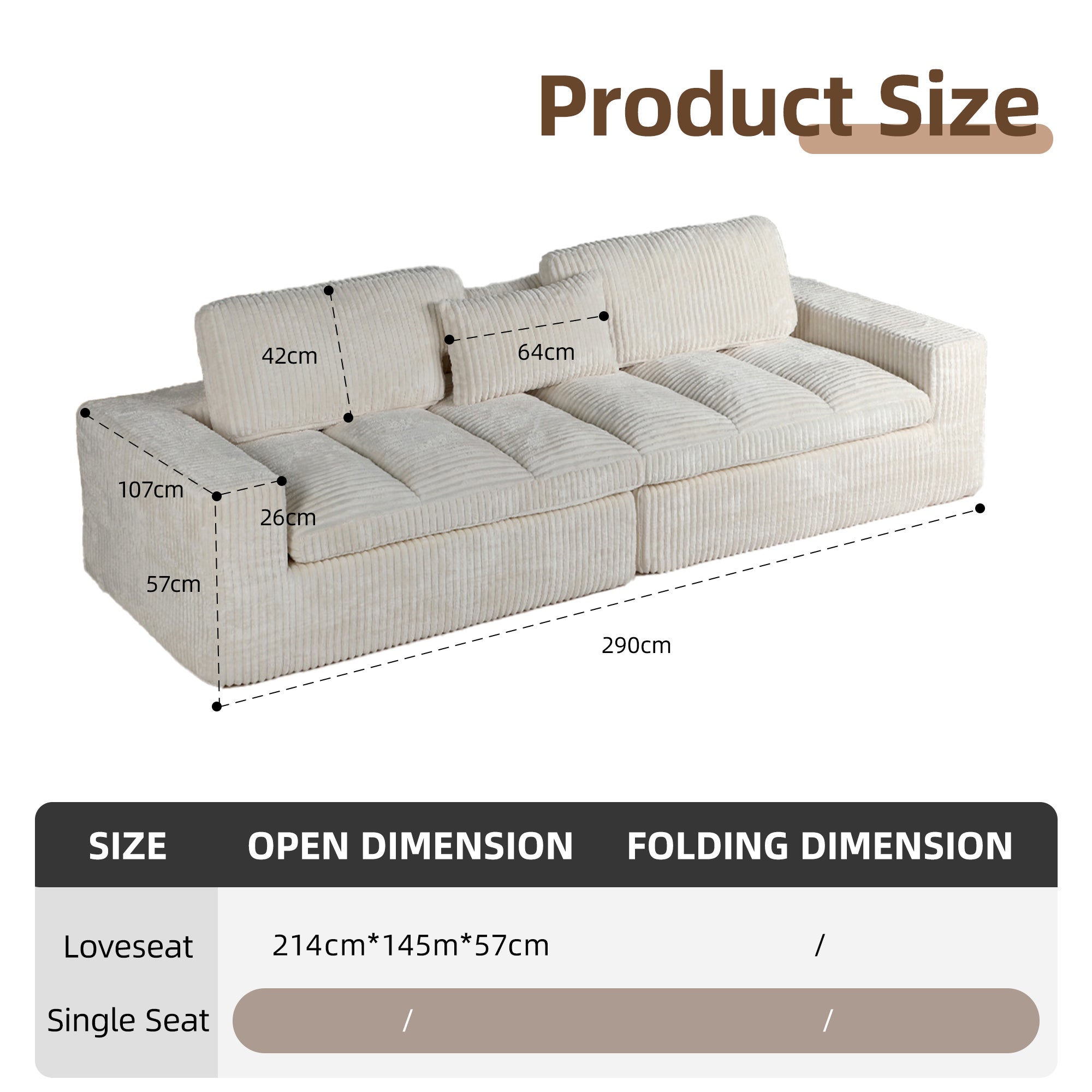 Canapé-lit modulable en velours côtelé avec chaise longue, design prêt à l'emploi, spécialement conçu pour les appartements compacts, blanc - 9