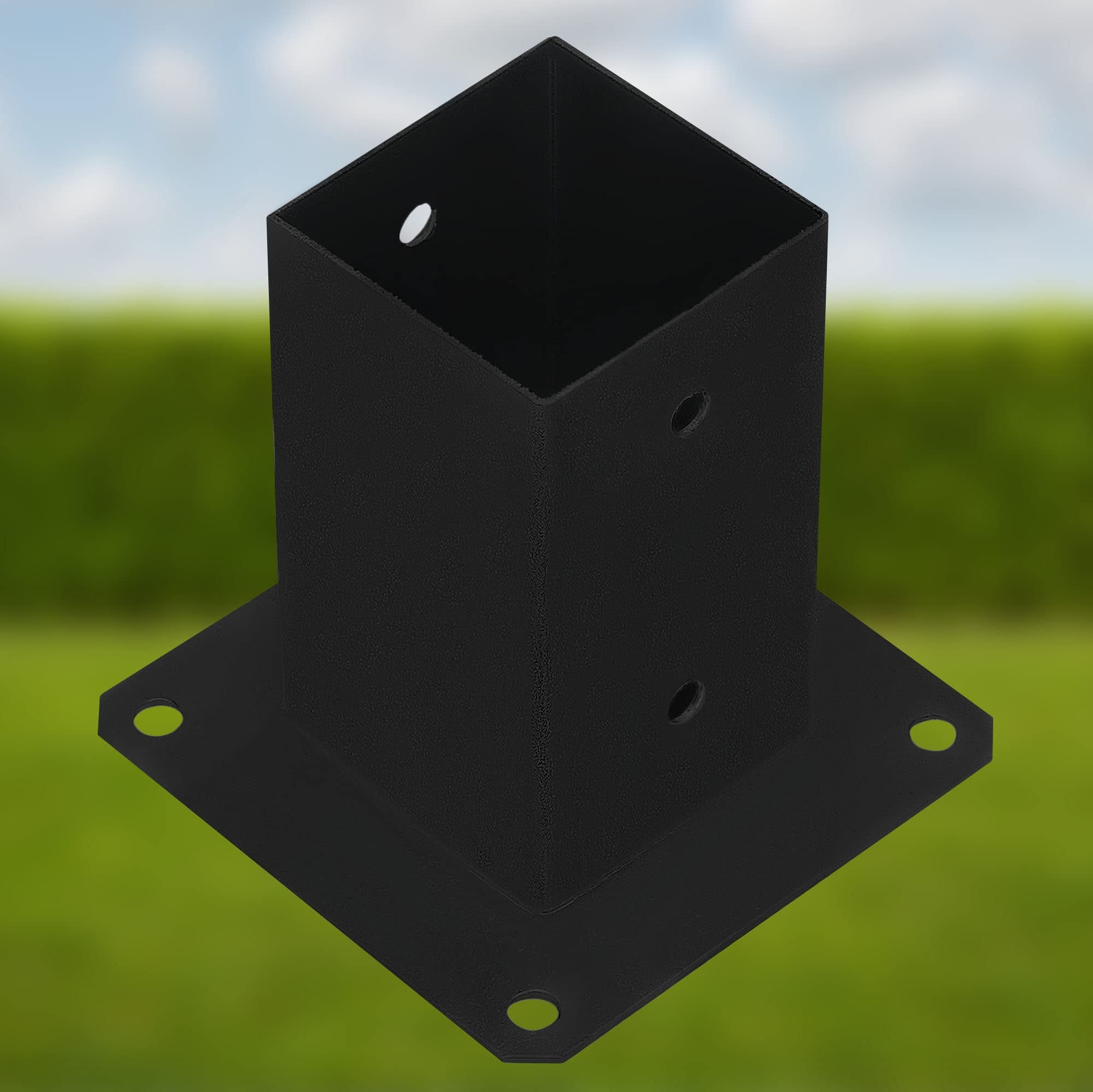 Support Poteau Bois - Acier Revêtu par Poudre - 80 x 80 mm - Noir - Pied de Poteau - Fixation Robuste - Résistant à la Corrosion KOTARBAU - 6