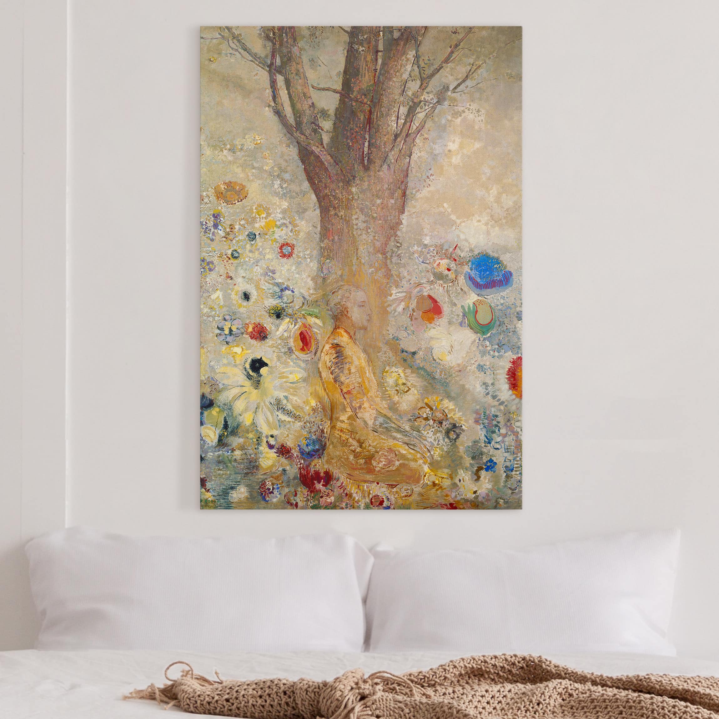 Lienzo cuadro en lienzo bastidor impresion en lienzo beige odilon redon zen buda pintura 350 cocina dormitorio salón pasillo 40 x 60 cm