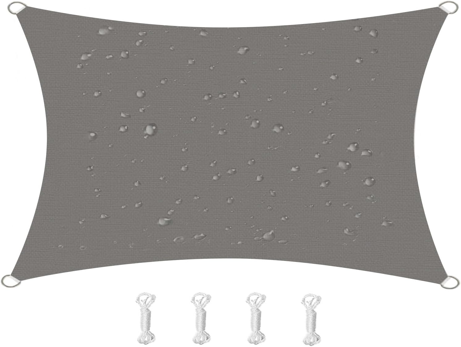 Żagiel przeciwsłoneczny prostokątny, wodoodporny, wiatroszczelny, odporny na promieniowanie UV, odpowiedni na patio, do ogrodu, na taras, 3x4m, szary