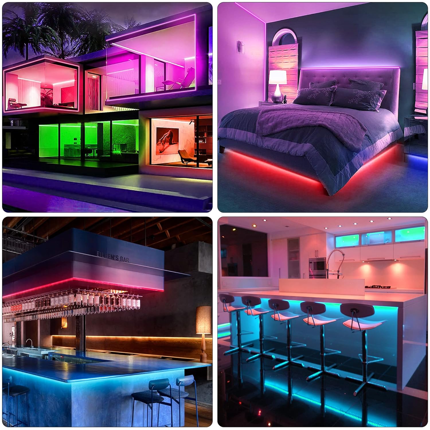 Bande lumineuse LED RGB 5050 de 15 m pour chambre à coucher avec télécommande et application Bluetooth - 3