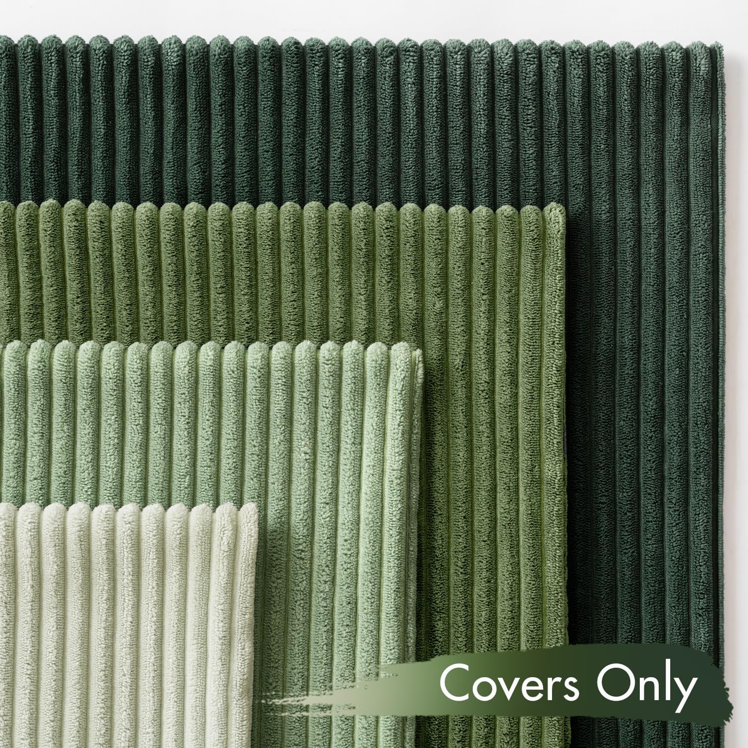Housses de Coussin en Velours Côtelé Carrées Décoratives Douces pour Le Douce en Velours Rayé Lot de 4 - 45x45cm Série Forest Green - 2