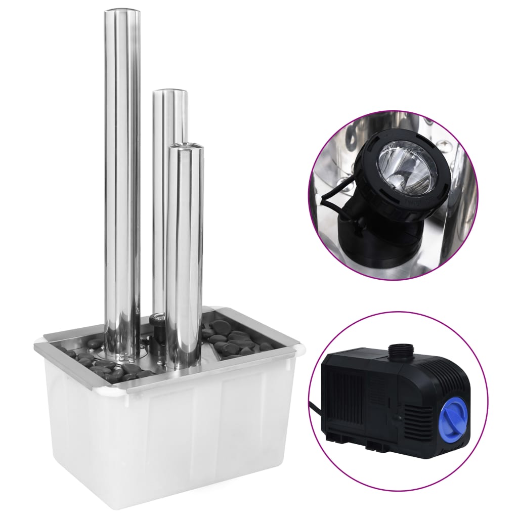 Fontana Da Giardino In Acciaio Inox - Per Piscina, Laghetto, Cascata Decorativa 45x30x65cm - Foto 9