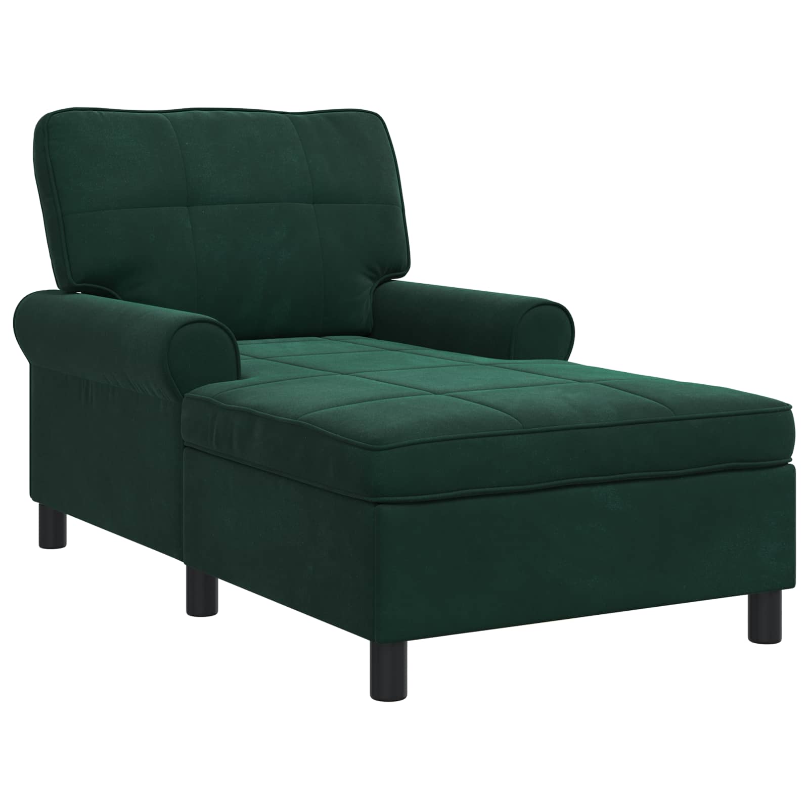 Chaise longue avec coussin Vert foncé 91 x 157 x 91 cm Velours vidaXL - 2