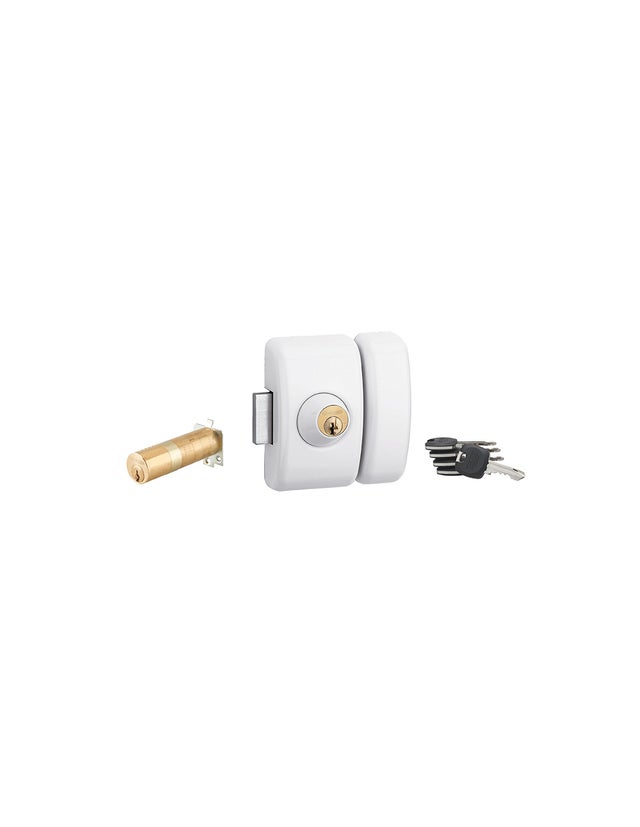 THIRARD - Verrou double entrée Universel ajustable pour entrée, HG 5+, dim. cylindre de 35 à 80mm, acier, 5 clés, epoxy blanc - THIRARD