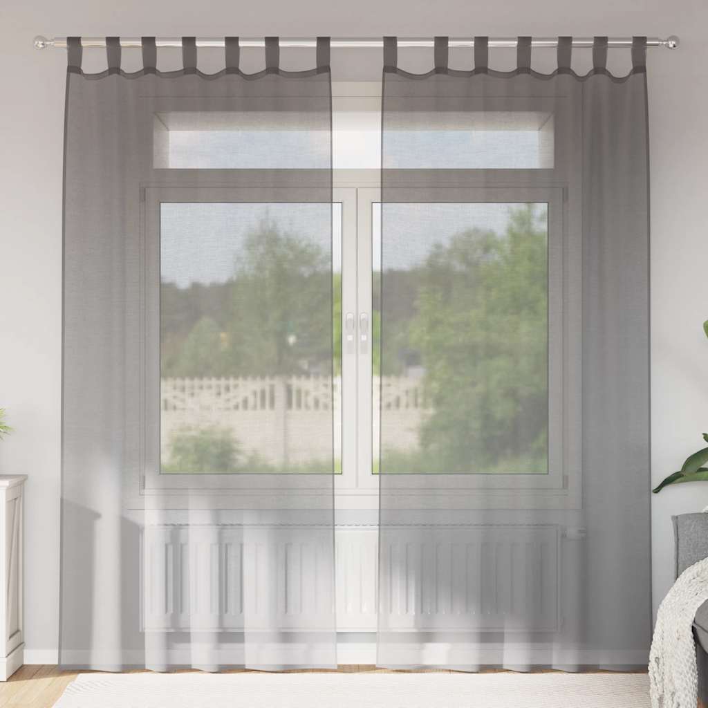 Zasłony woalowe z pętelkami 2 szt. Ciemnoszary 140x225 cm vidaXL