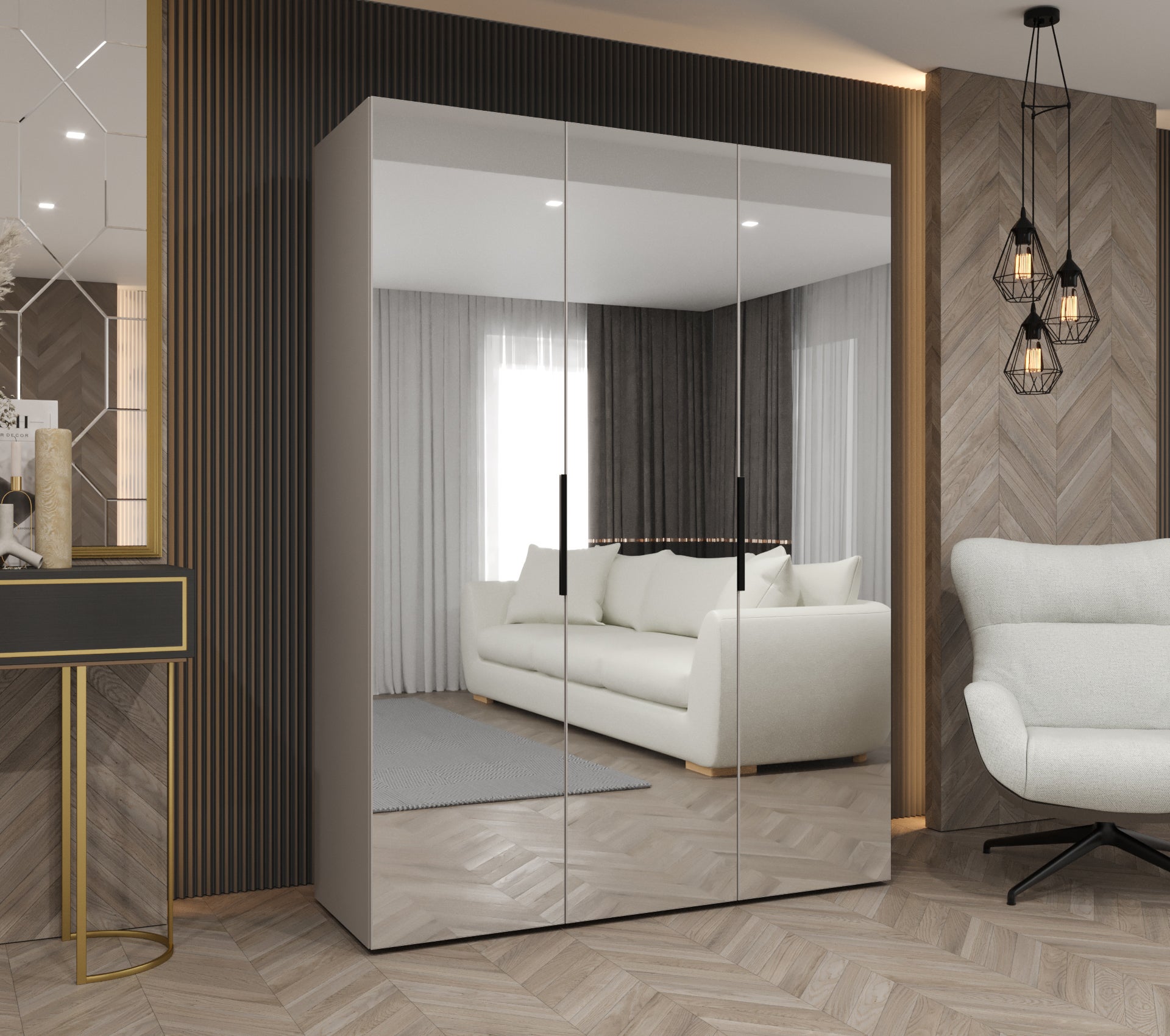 Szafa uchylna otwierana Marbella 3 150 x 52 x 202 cm kaszmir + u. czarny Abiks Meble - 2