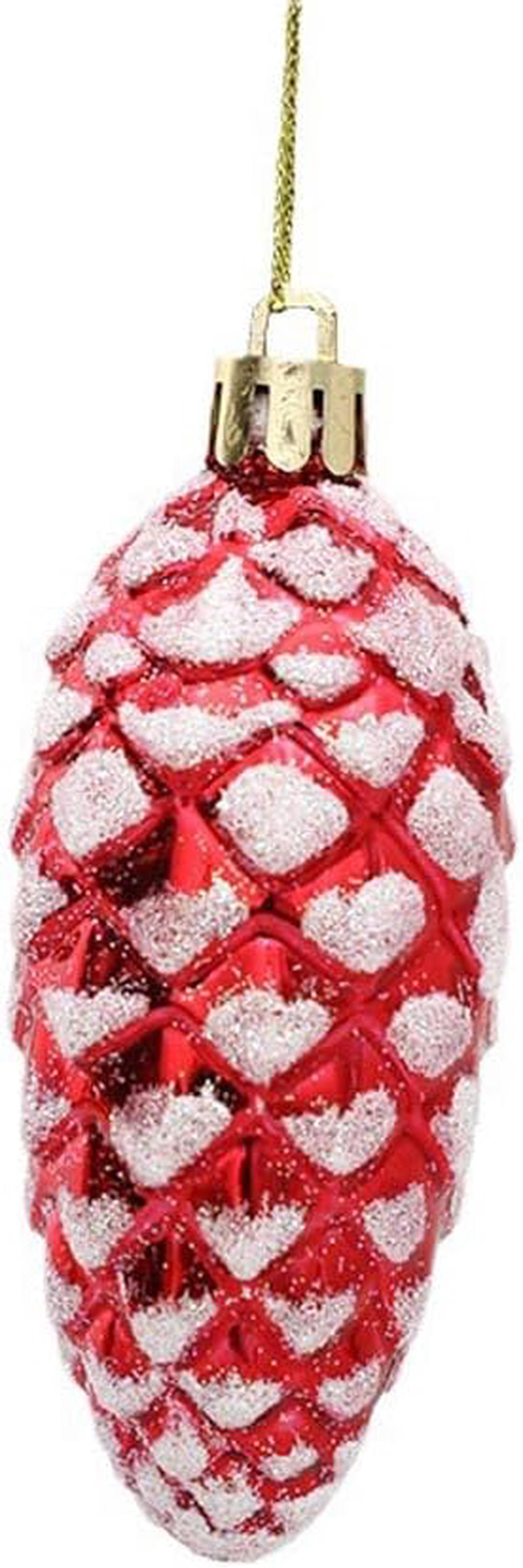 10 Pcs Grosses Boules de Noel Rouge à Paillettes - Pomme de Pin Sapin Noël - à Suspendre - Décoration Sapin de Noël (Rouge) - 5