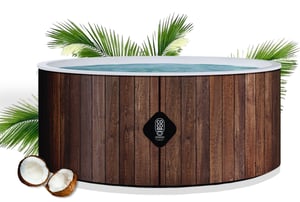 COCO Bain Piscine Hawaï - Piscine Hors sol 180cm de diamètre - 1200Litres - Imitation Bois Véritable