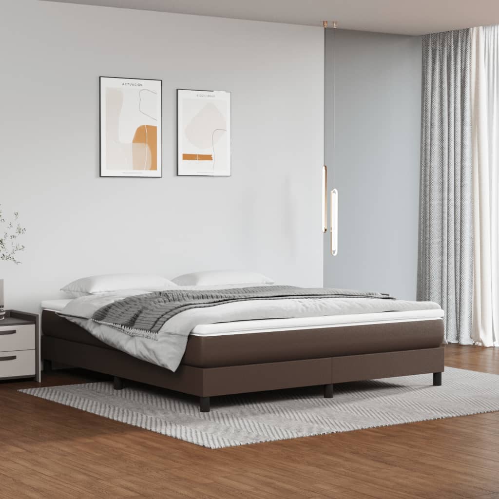 Vidaxl Estructura De Cama Con Somier Cuero Sintético 180X200cm Marrón , Leroy Merlin