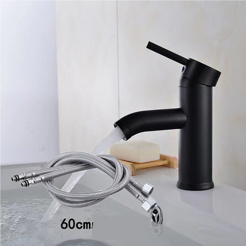 Czarny kran umywalkowy, wysokość 165 mm, mieszacz umywalkowy, mieszacz wody ciepłej i zimnej, kran umywalkowy do łazienek, toalet gościnnych