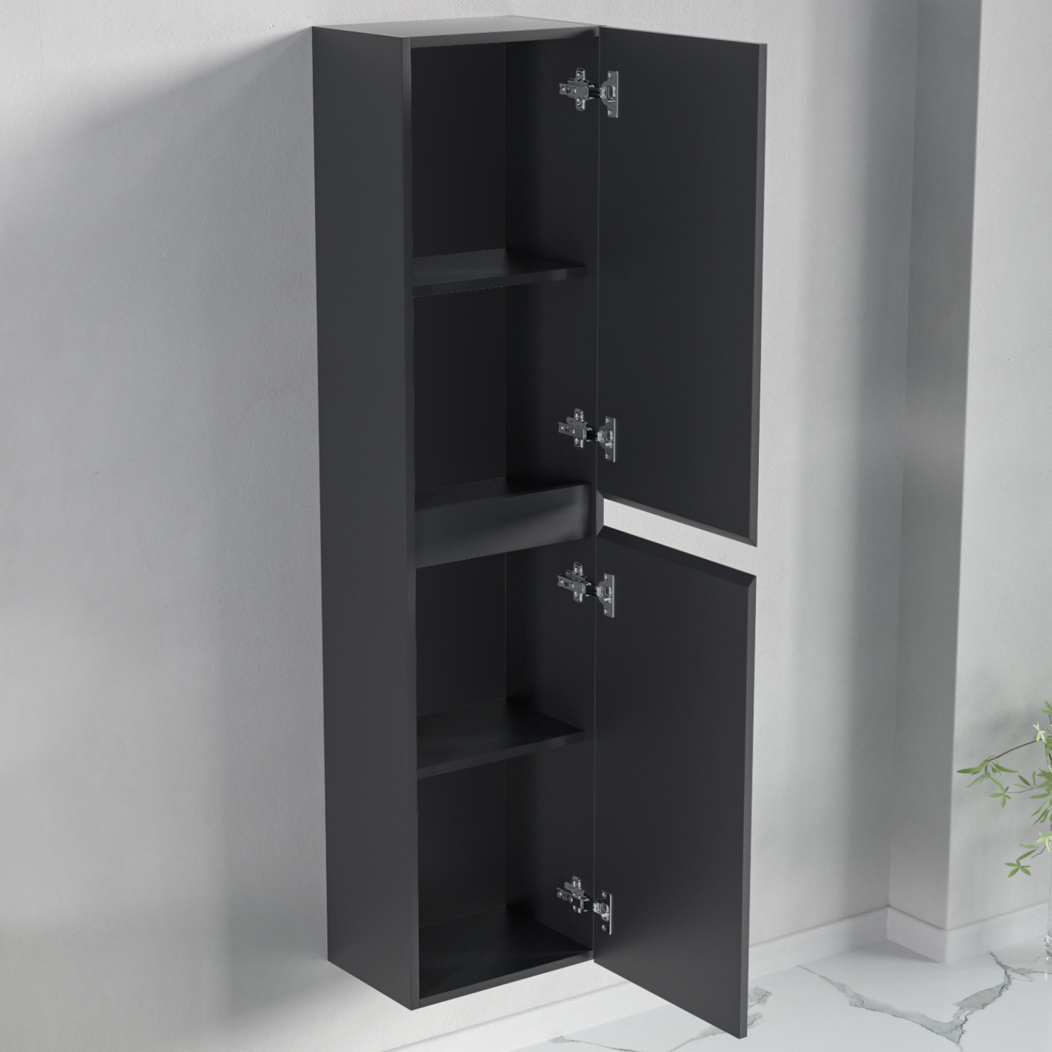 Ensemble meuble vasque 100 cm avec colonne - LOMAZOO Avalon - noir mat - lavabo blanc - 6