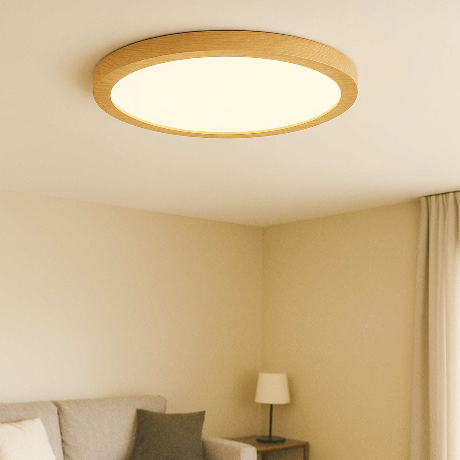 Plafón LED Circular Ø300 mm 24W IP44 empotrable/superficie efecto madera, CCT 3000K-4000K-6000K, corte ajustable Ø65-270 mm, diseño ultrafino 17 mm. - 9