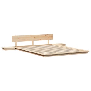 Cadre De Lit Au Sol VidaXL Avec Tables De Chevet - 180x200 Cm, Bois De Pin Massif, Style Japonais Minimaliste
